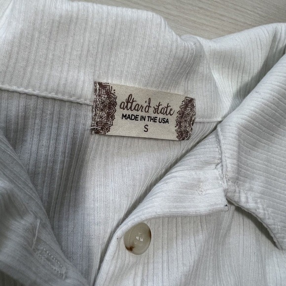 LOT of 2 Altar'd State Tops Size SMALL Cropped Black White Button Up - Picture 3 of 7